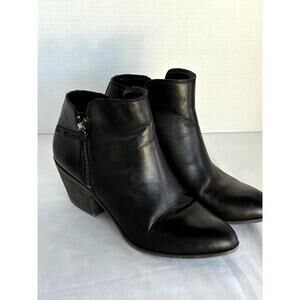 FRYE Women's Judith Zip Bootie Black Leather Dual Zip Ankle Boots-Pointed Toe 7